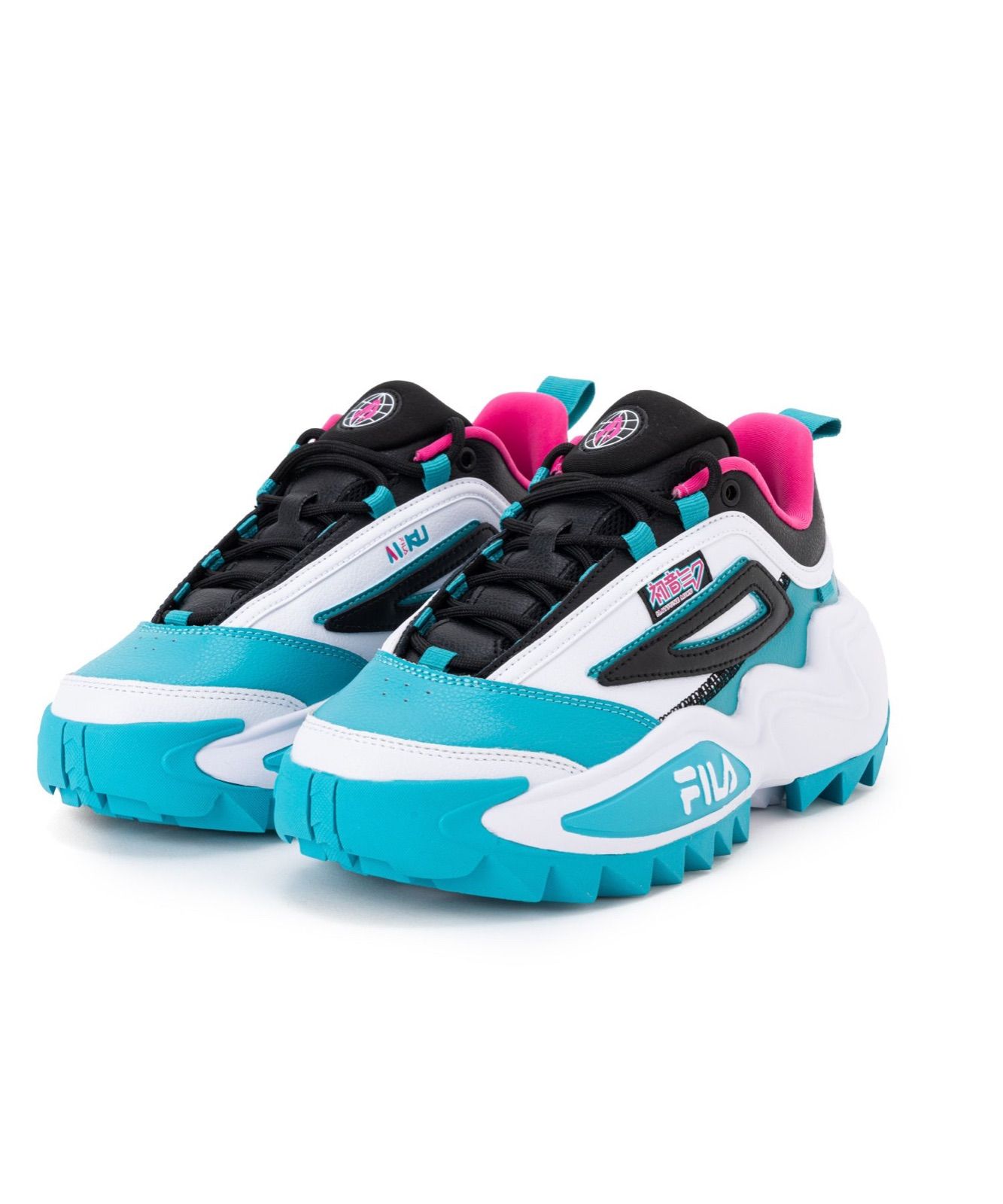 【未使用品】FILA×HATSUNE MIKU Twister 初音ミク 厚底 限定 カジュアルスニーカー / ホワイトブルー 27cm