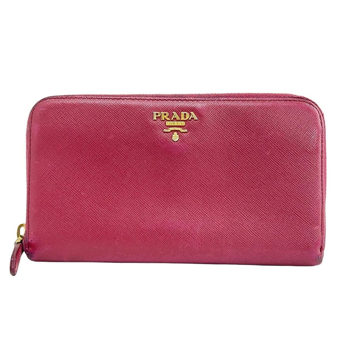 PRADA プラダ 長財布 - 1M0506 ボルドー ラウンドファスナー レザー