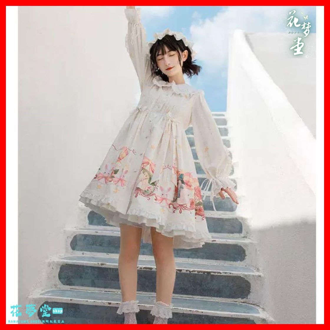 全新 シンプルロリータワンピース帽子付きお出かけコーデ♪