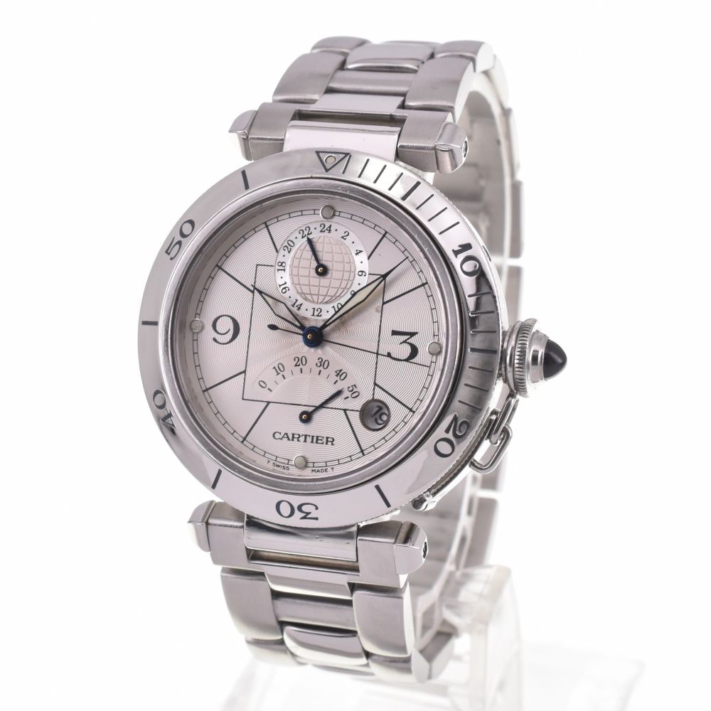 カルティエ CARTIER W31037H3 パシャ GMT パワーリザーブ デイト 自動巻き メンズ I 142661