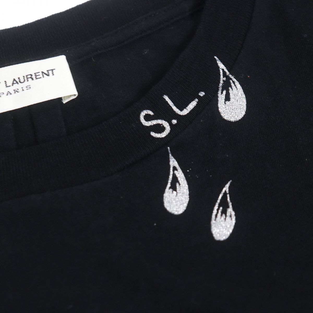 美品□SAINT LAURENT PARIS/サンローランパリ ロゴ入り コットン100