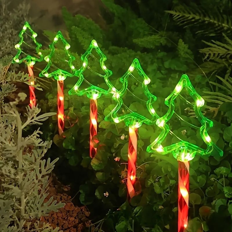 低価，爆買い クリスマス ソーラーライト ガーデンライト ガーデンオーナメント ツリー型 5個セット 庭オブジェ 癒しグッズ ガーデニング お庭 玄関ライト 園芸装飾 インテリア オシャレ 防水 ギフト プ その他