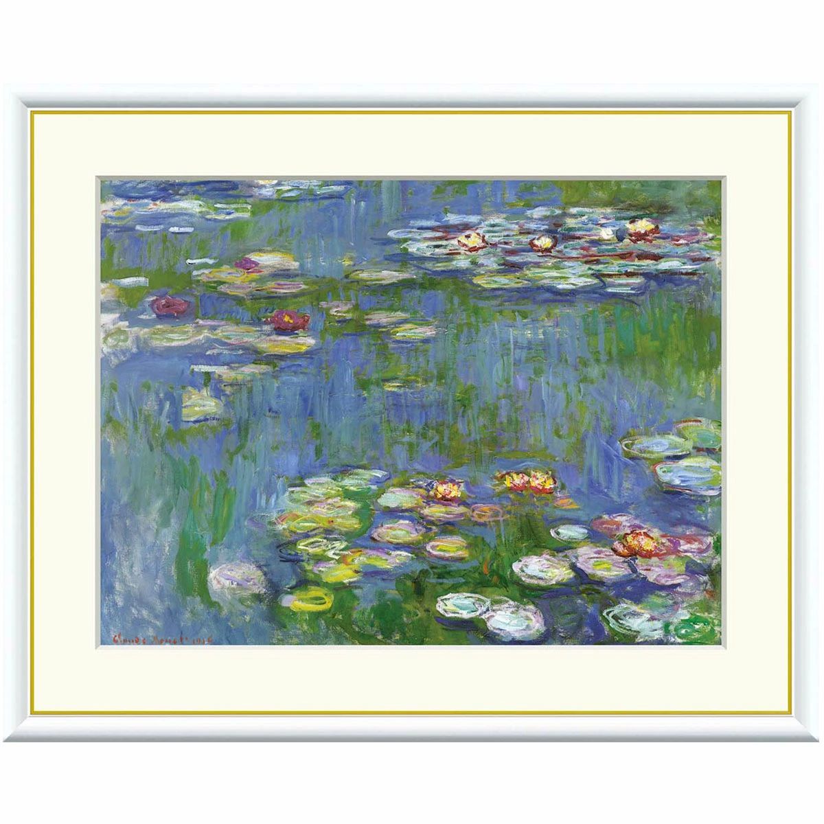 モネ 「睡蓮」 F6号 高精彩工芸画＋手彩入り 額付き 複製画 作品