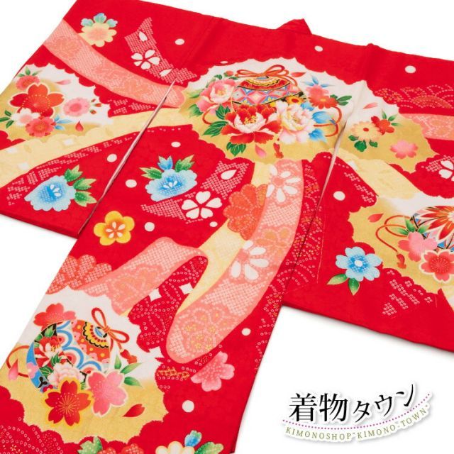 お宮参り 女の子 着物 初着 産着 正絹 鈴 束ね熨斗 赤 女児 祝着 掛け