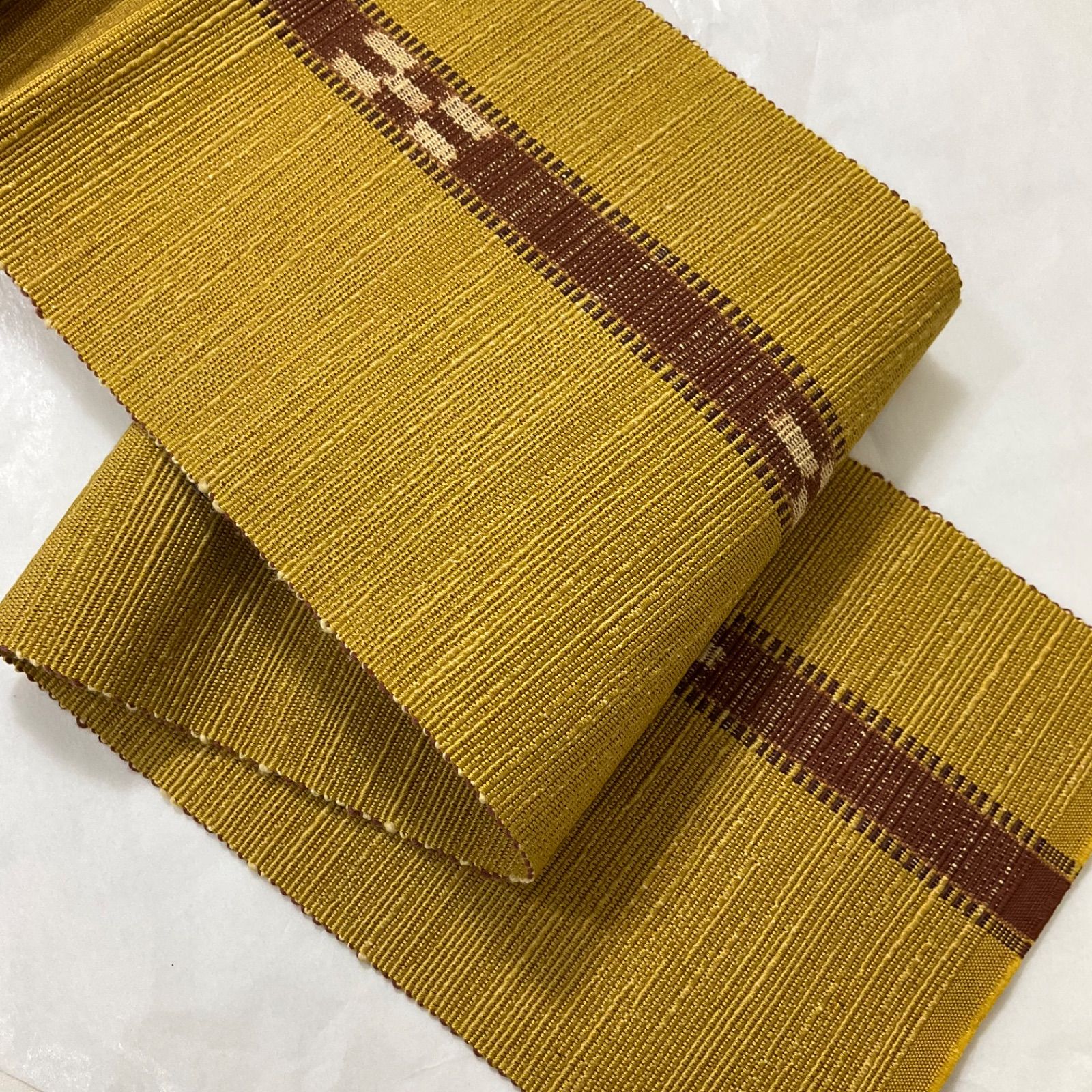 kimono one● 同然●本場八重山ミンサー織●木綿●半幅帯●長尺●半幅帯半巾帯小袋帯●351㎝●着物帯小紋普段着半幅帯単衣浴衣