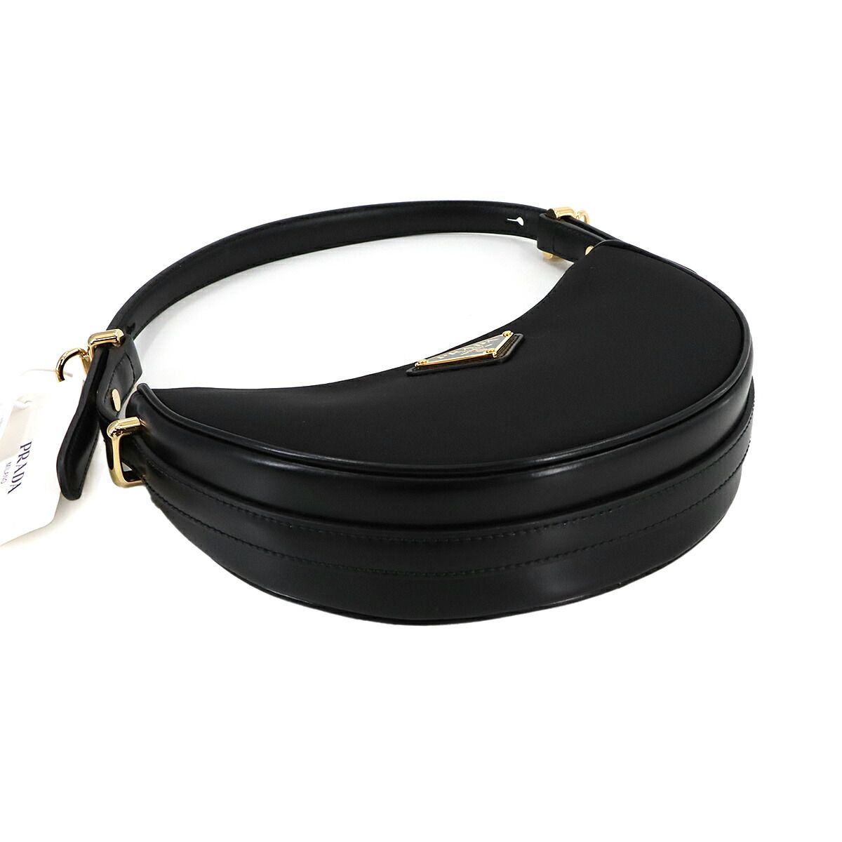 未使用 展示品 プラダ PRADA アーケ スモール 2way ハンド ショルダー バッグ ナイロン レザー ブラック 1BC194 ゴールド 金具 90281413 未使用 展示品 プラダ PRADA アーケ スモール 2way ハンド ショルダー