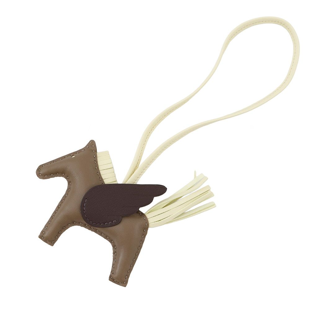 エルメス バッグチャーム ロデオPM ペガサス エトゥープ ジョーヌミルトン ルージュセリエ ラムスキン B刻印