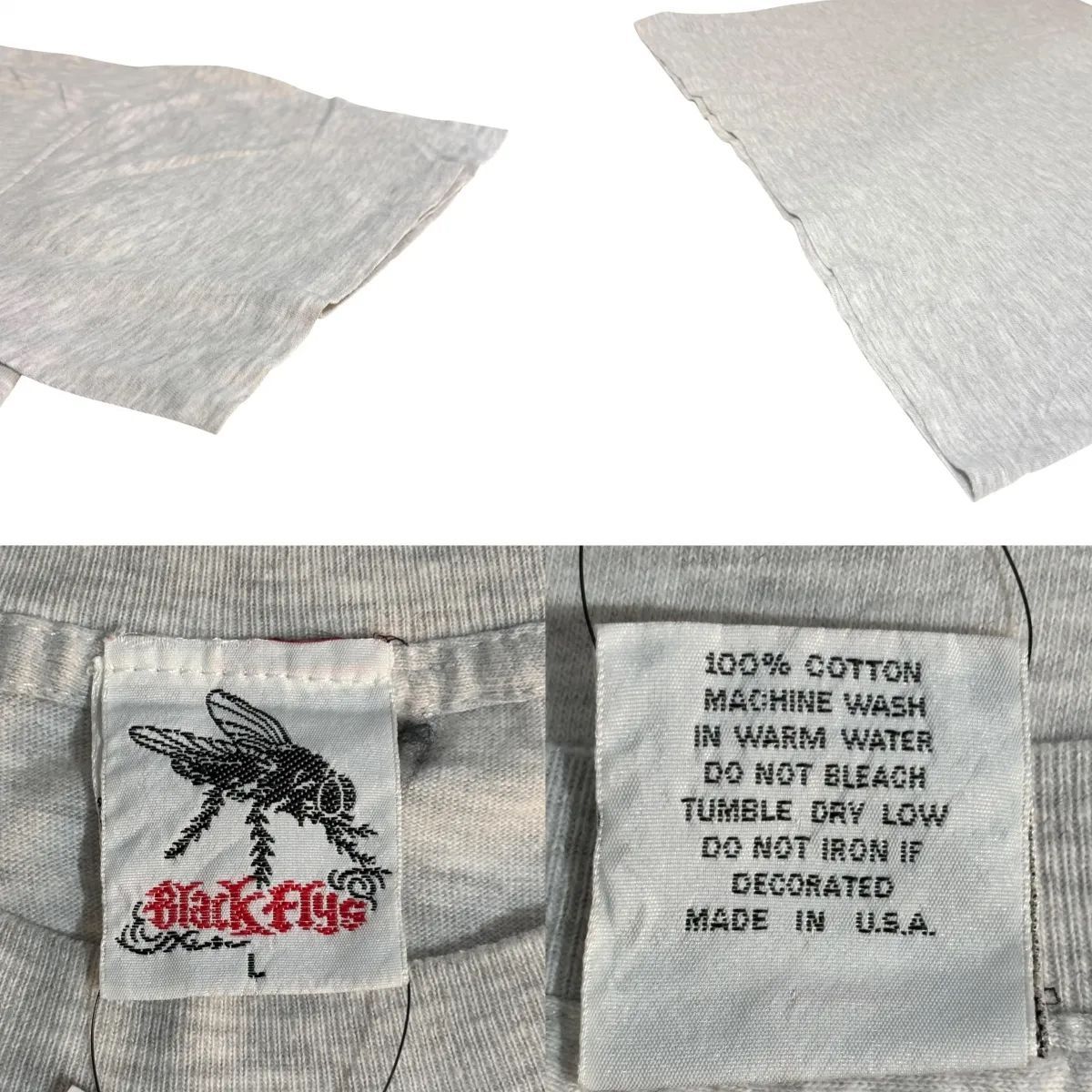 USA製 90s BLACK FLYS S/S TEE ブラックフライ Tシャツ L 霜降りグレー 