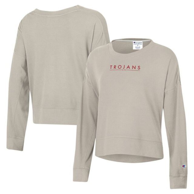 【送料無料】 チャンピオン レディース Tシャツ トップス Women's Champion Tan USC Trojans Sueded Pullover Sweatshirt Usc Multi