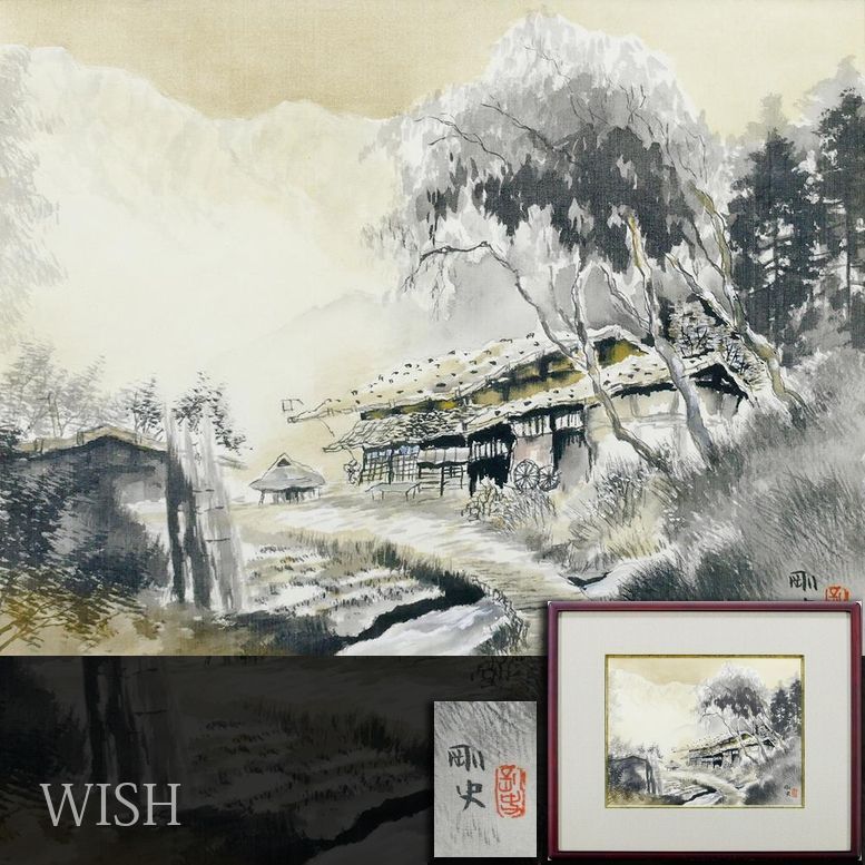 【真作】絵画　大幸紀世史　日本画　秋の静寂　葉陰に集う小鳥たち　V131 日本画の大作、静寂の中の美 - Picture of Ankokuji Temple