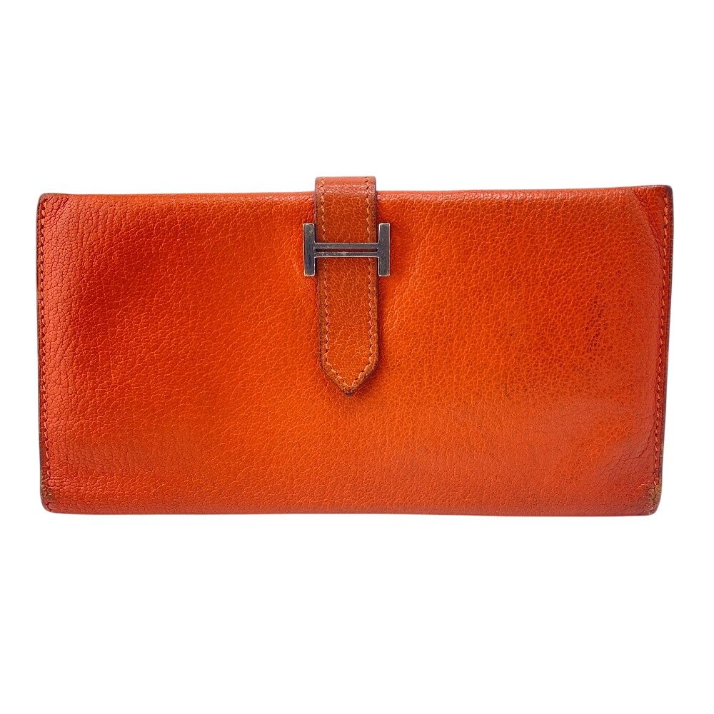 HERMES エルメス ベアンスフレ 長財布 エプソン オレンジ