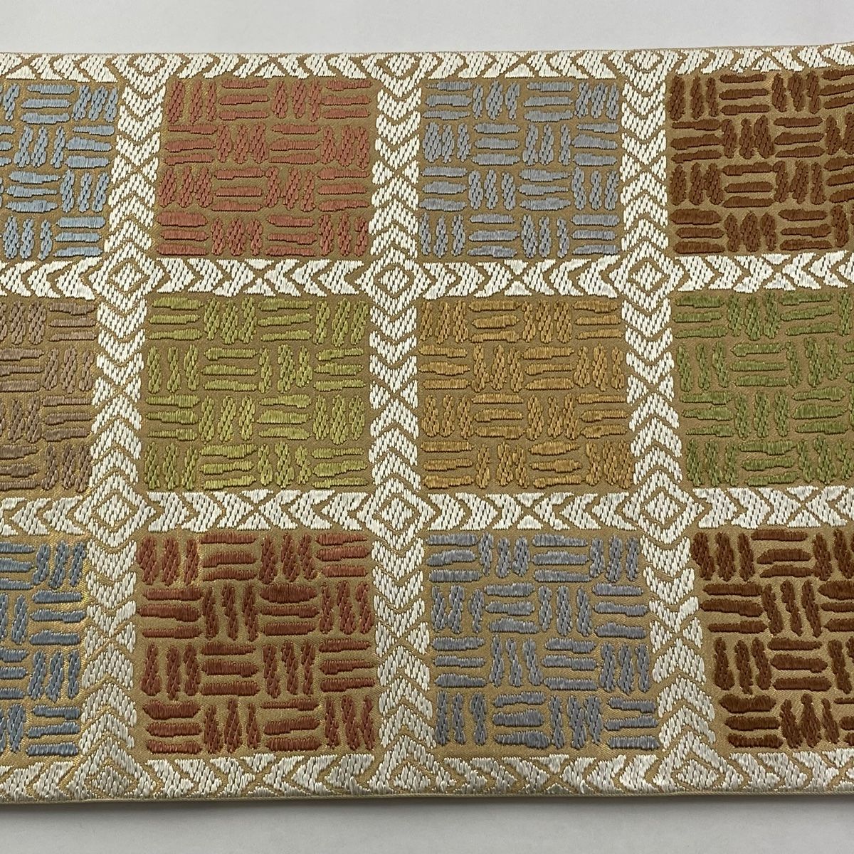 AAA　袋帯 美品 逸品 米澤 佐志め織物 幾何学 全通 正絹 【中古】 AAA様専用 袋帯 美品 逸品 米澤 佐志め織物 幾何学 全通 正絹