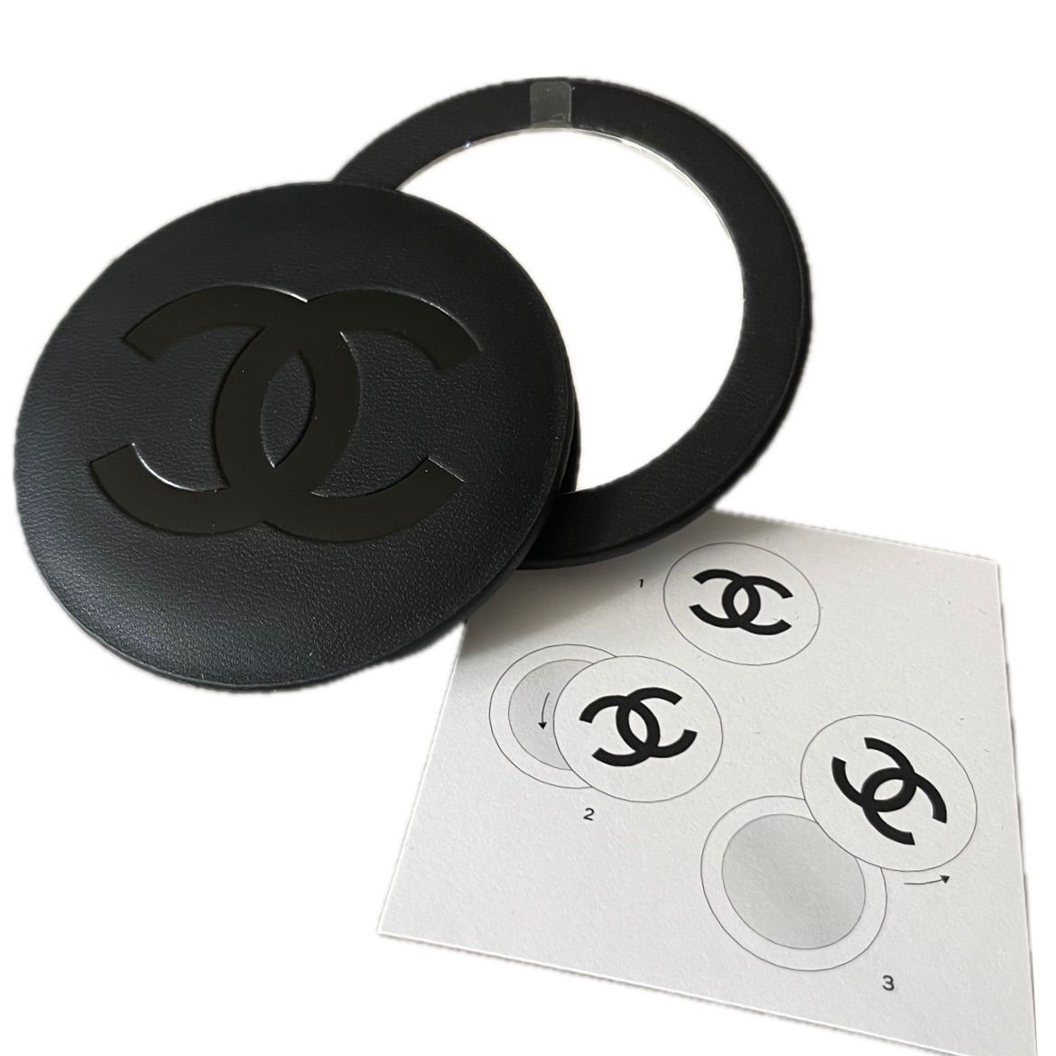 CHANEL／【ブラック】回転式スライドコンパクトミラー ノベルティ