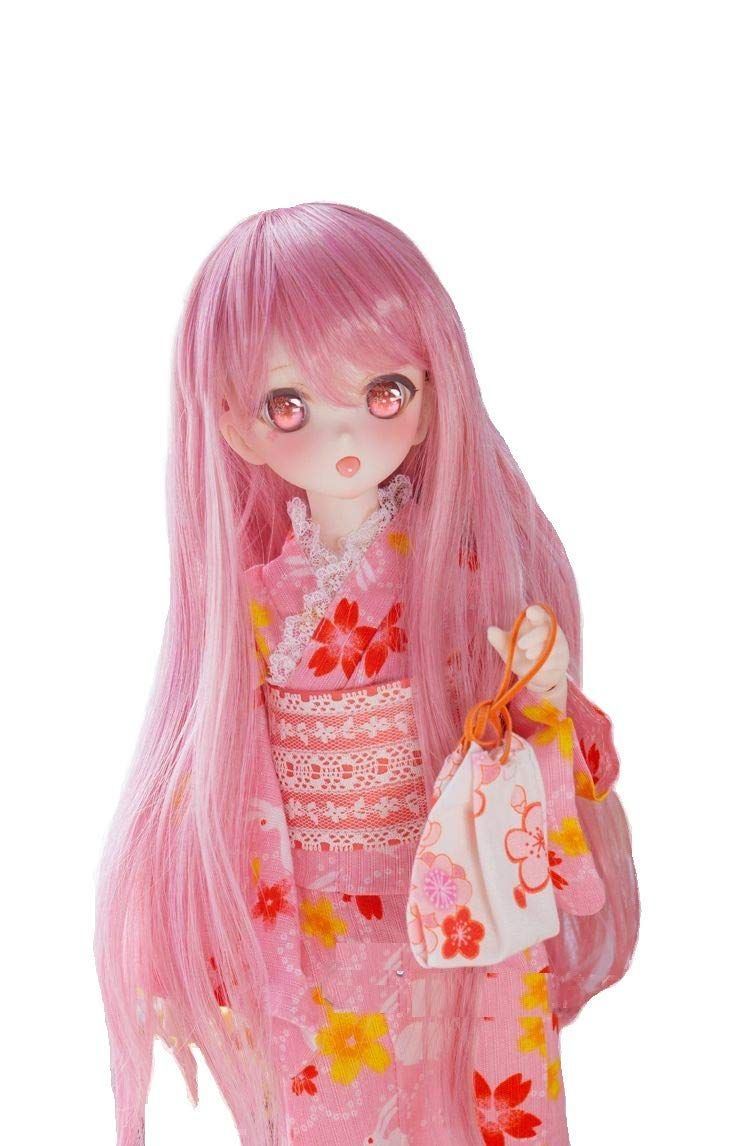 Color:ウォームピンク YR EARTH ドール用 耐熱 ウィッグ S211 カツラ ゆるロング 1/3サイズ BJD SD DD MDD (ウォームピンク)