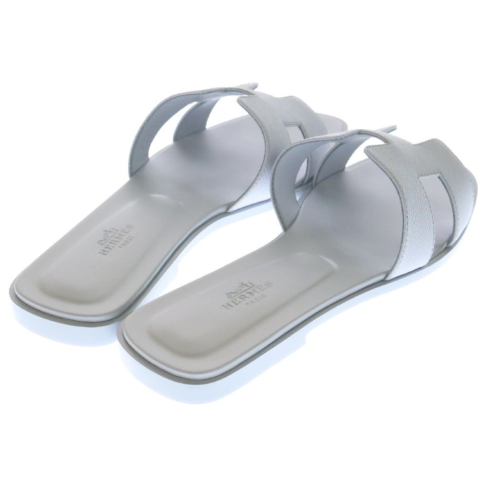 HERMES (エルメス) オラン サンダル グレー エプソン レザー 靴  
