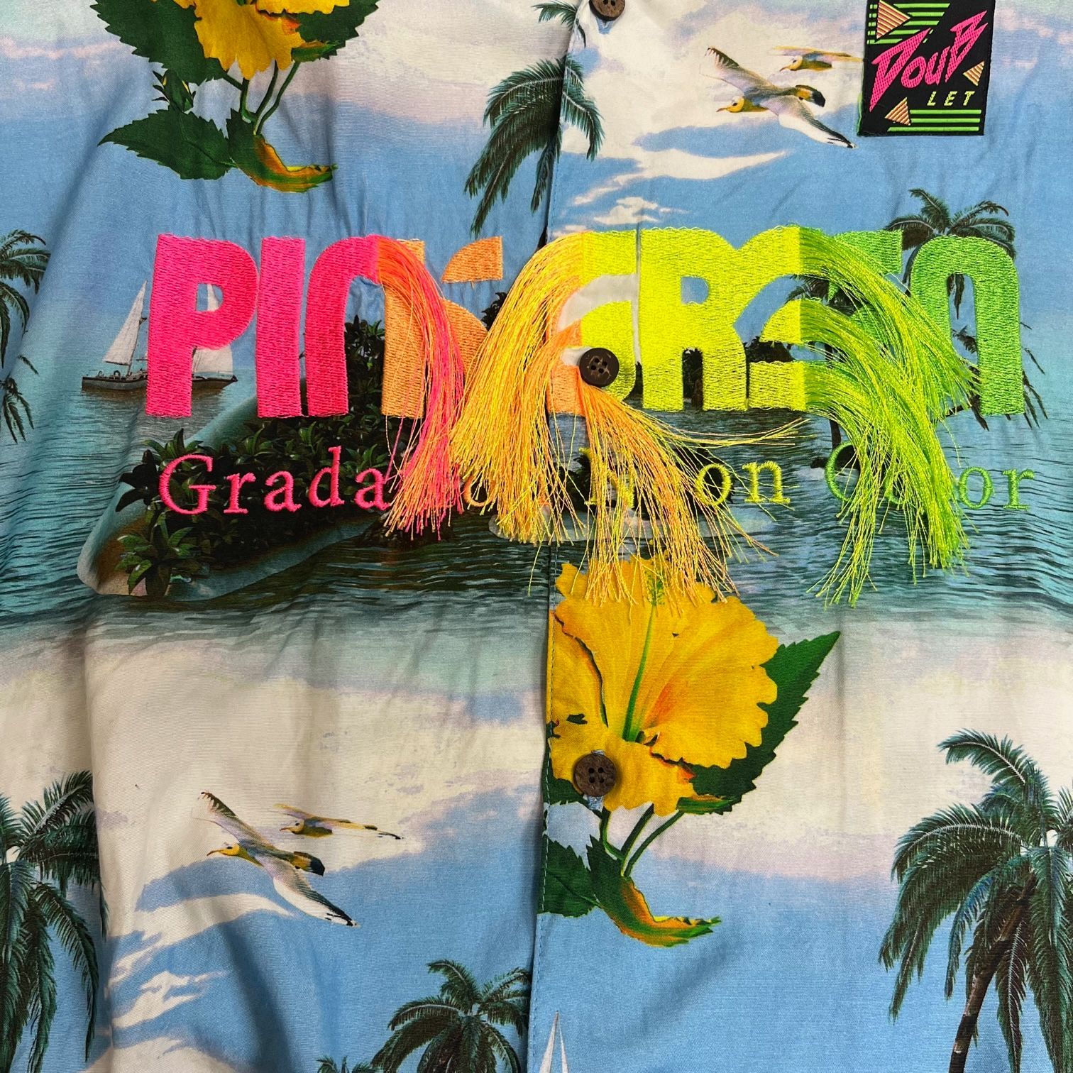 定価38500円 doublet 19SS GRADATION NEON EMBROIDERY ALOHA SHIRT