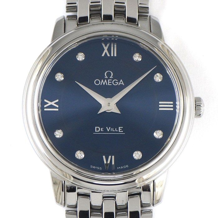 オメガ OMEGA 腕時計 デ ヴィル プレステージ 424.10.27.60.53.001 8ポイント ダイヤインデックス サンレイ ブルー文字盤 SS クオーツアナログ