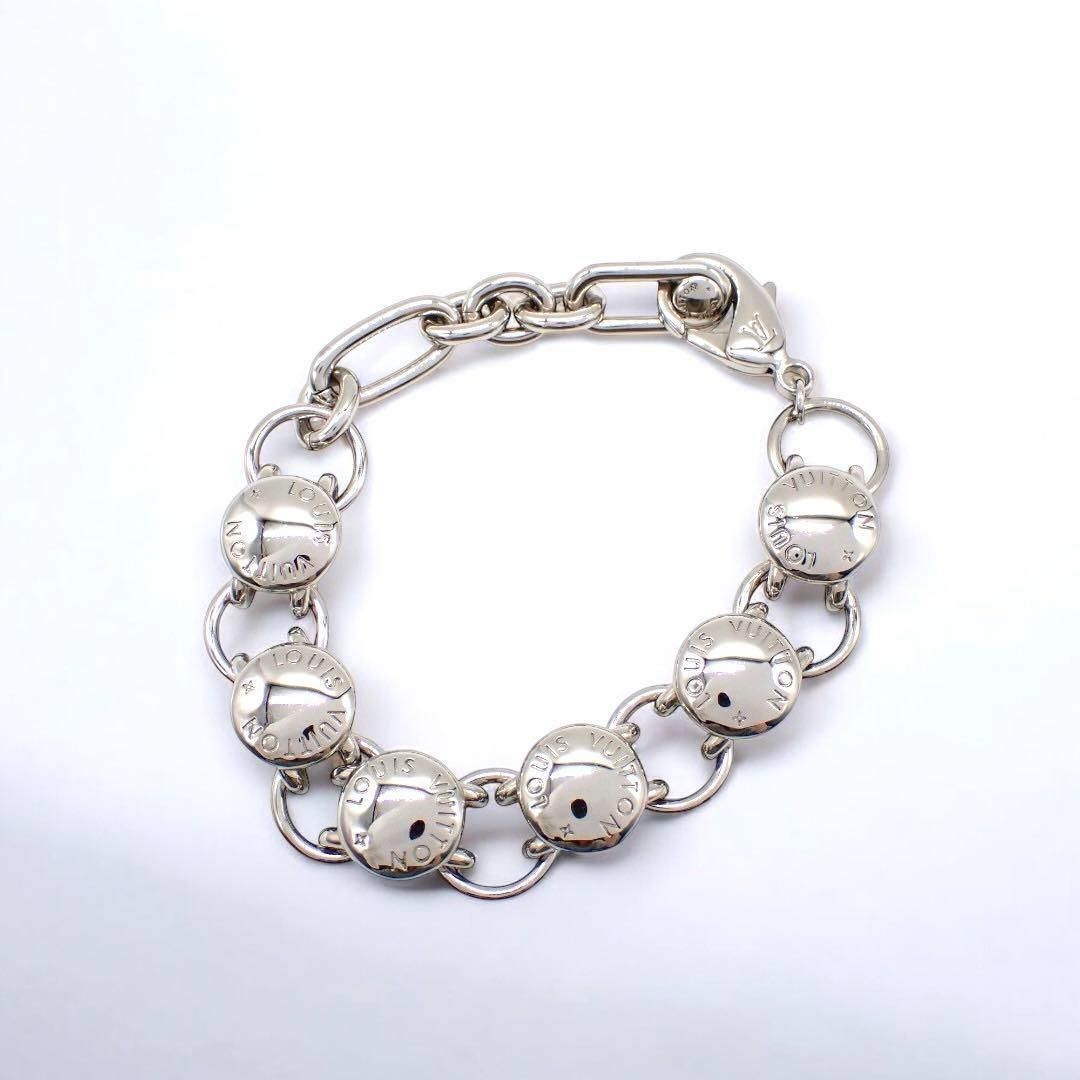 使用少 付属品有 ルイヴィトン LV スタッズ ブレスレット シルバー 2271 使用少 付属品有 ルイヴィトン LV スタッズ ブレスレット シルバー