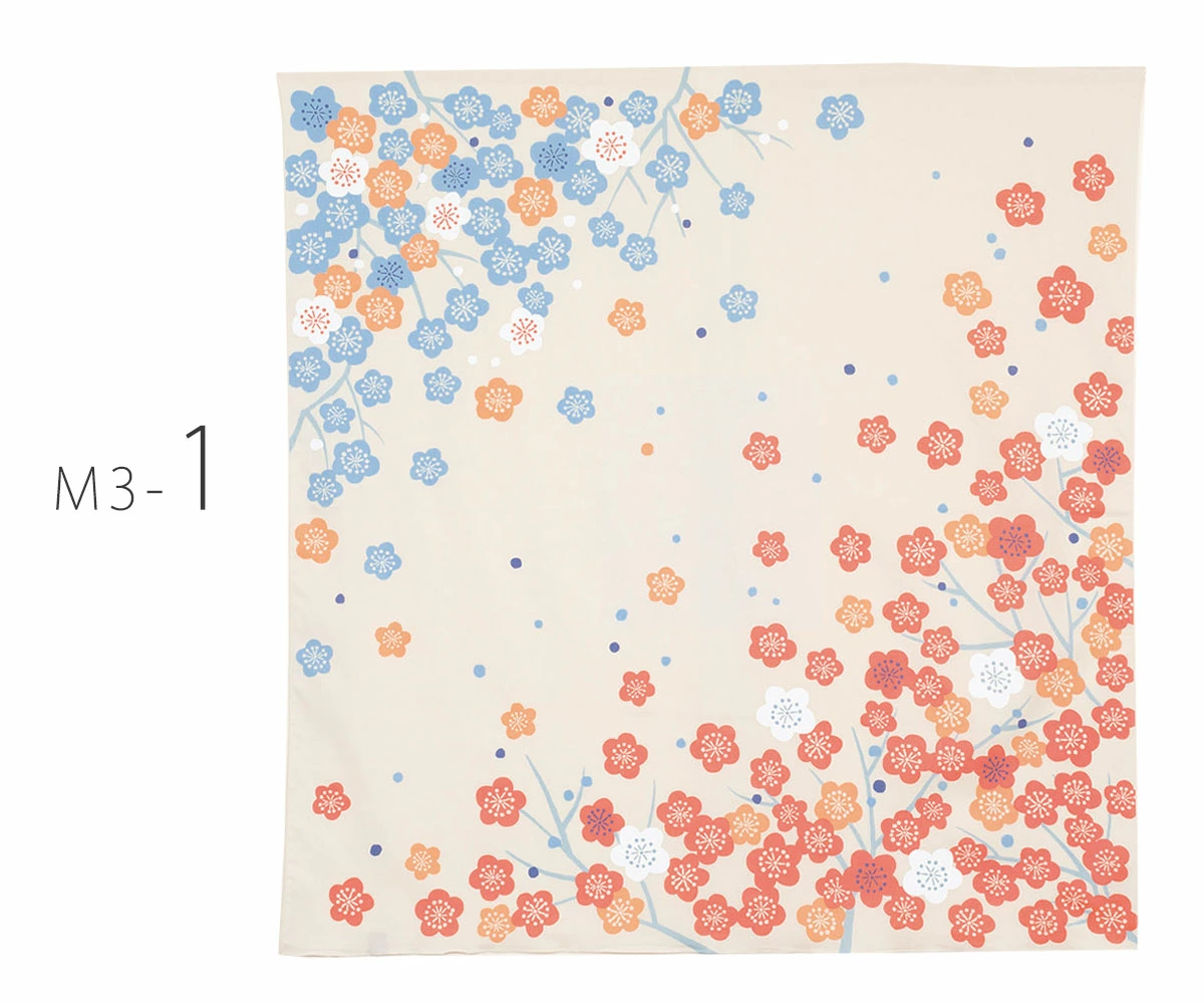 風呂敷 大判 「むす美」100ひめむすび Adeline Klam 梅 菊 牡丹 ふろしき  オーガニックコットン100% 約100cm 選べる6タイプ インテリアにも使える タペストリーとしても使える。