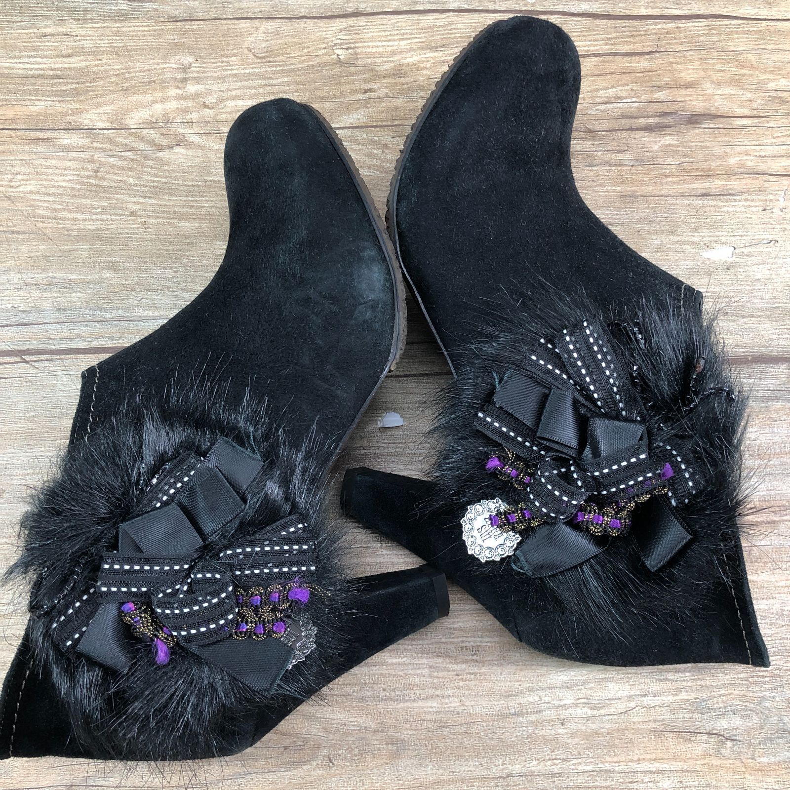 ANNA SUI アナスイ レディース ブーティ サイズ3 1/２黒 ブラック 冬用 ...