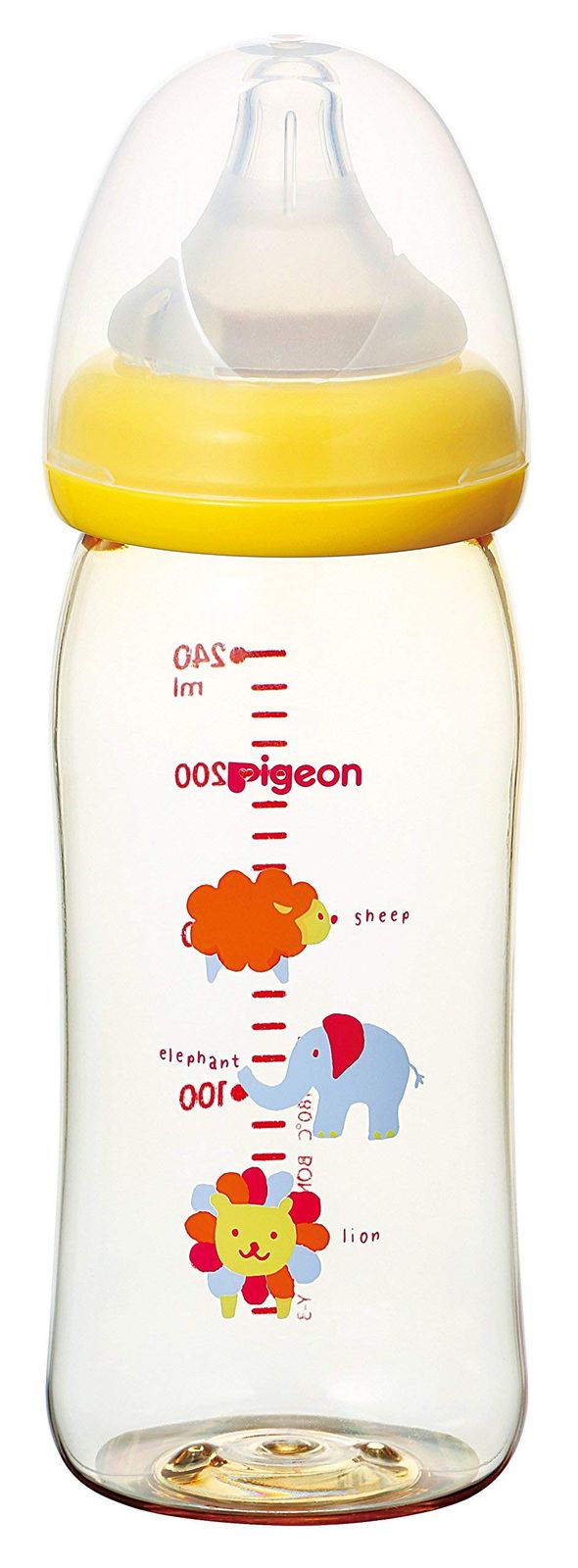 大人気，爆買い ピジョン 【プラスチック製 240ml】 母乳実感 哺乳びん アニマル柄 0ヵ月から(付属の乳首は3ヵ月頃から) おっぱい育児を確実にサポートする哺乳びん 1個 (x 1) [1)アニマル] 哺乳瓶