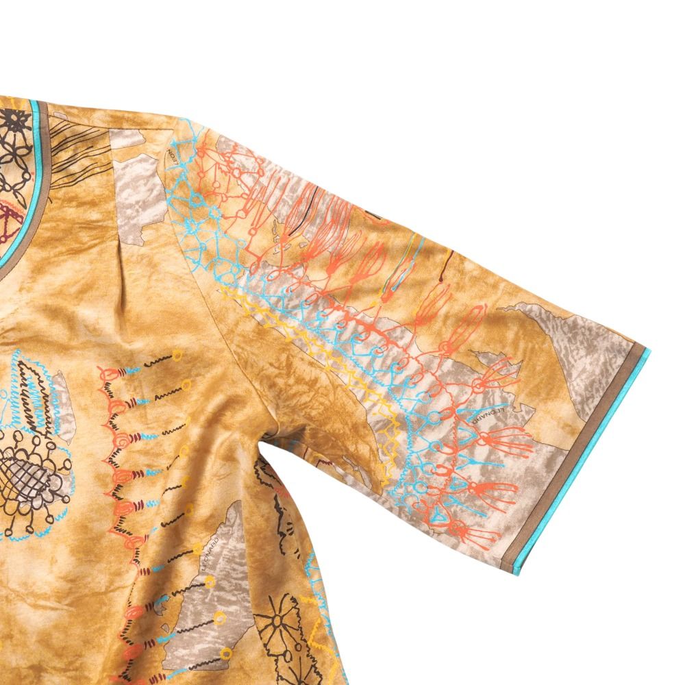 LEONARD レオナール 花柄 チュニック シャツワンピース ノーカラー M LEONARD レオナール 花柄 チュニック シャツワンピース ノーカラー M