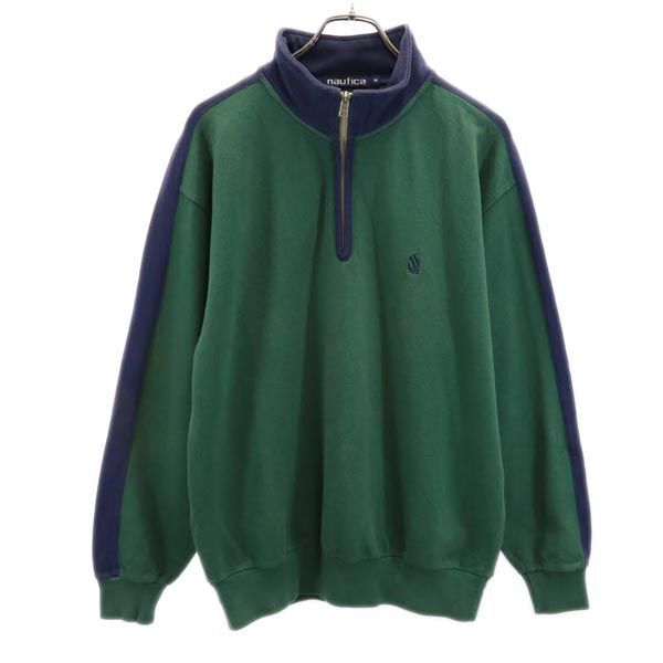 ノーティカ 90s オールド ハーフジップ スウェット M グリーン系 NAUTICA 長袖 トレーナー ロゴ メンズ 【中古】  【230910】