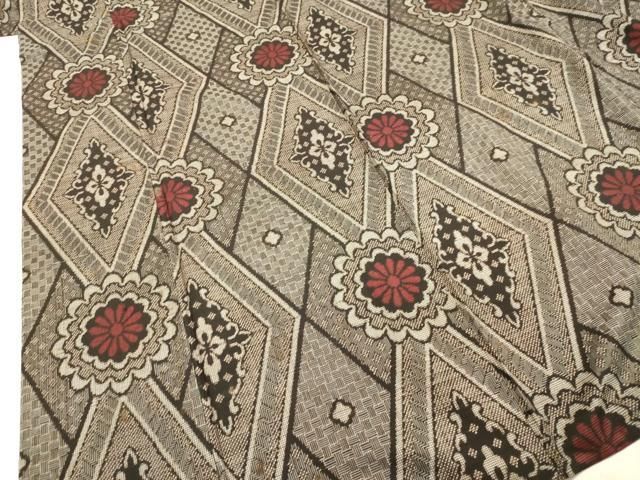 平和屋着物○希少 本場大島紬 龍郷絣 7マルキ 花菱文 正絹 逸品  