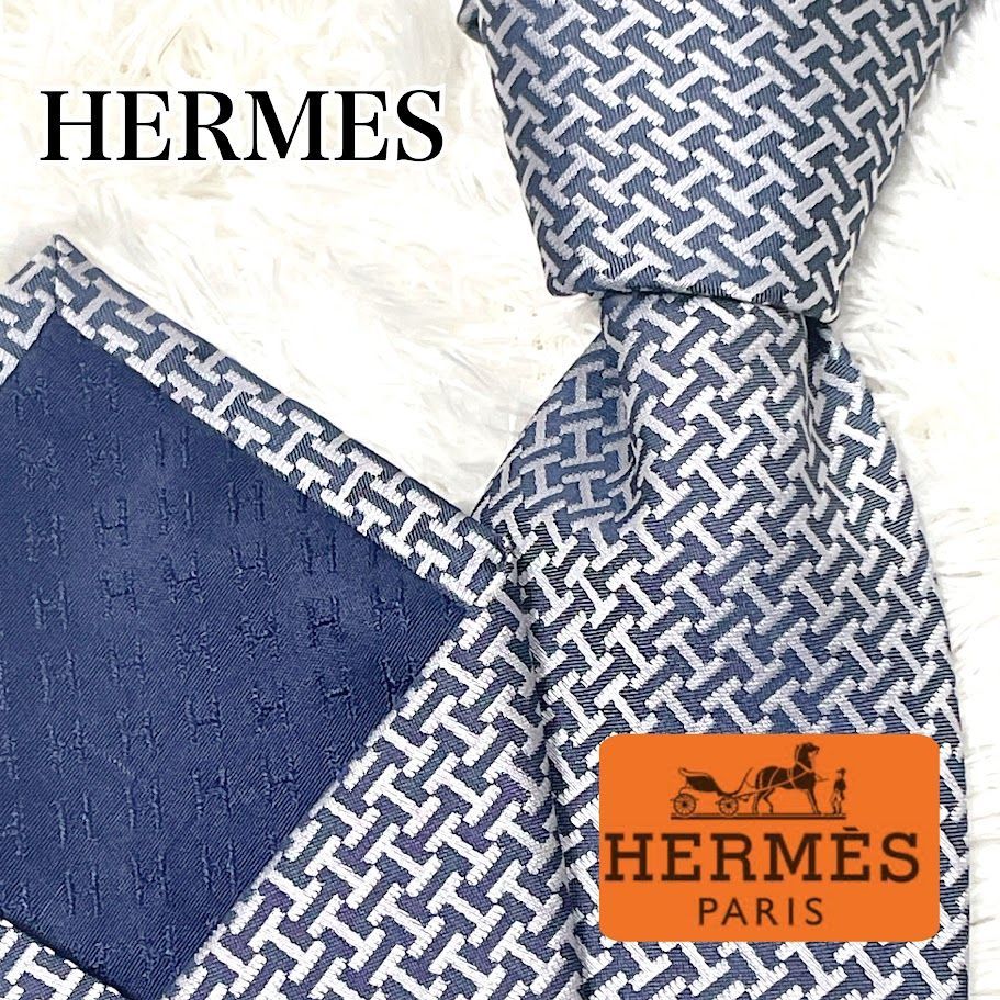 HERMES エルメス　ネクタイ　H柄　高級シルク　ネイビーネクタイ HERMES エルメス ネクタイ H柄 高級シルク ネイビーネクタイ 楽天市場