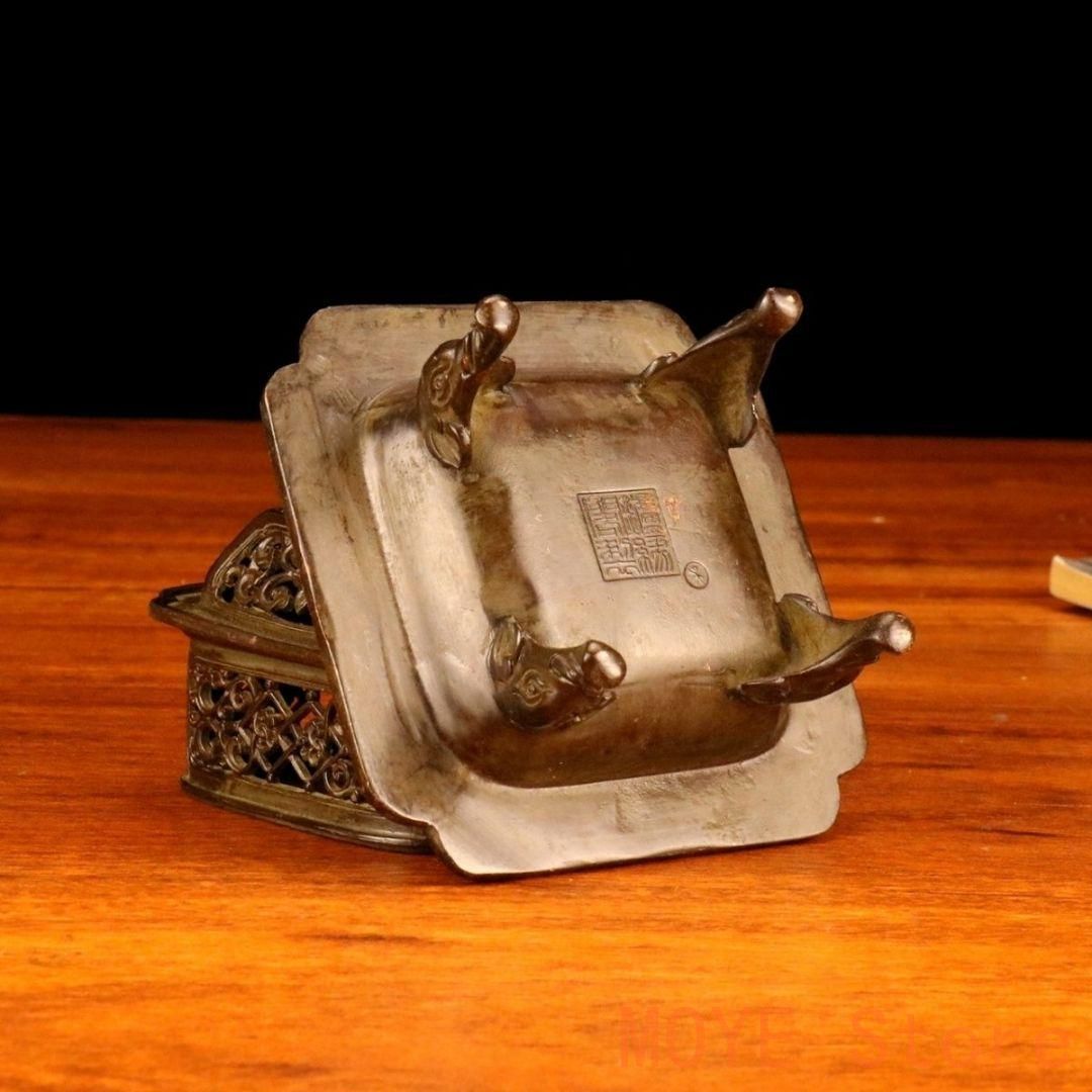 銅器 象蓋三層炉 香炉 祥雲彫花 仏堂香炉 装飾品 工芸品 置物 銅器 象蓋三層炉 香炉 祥雲彫花 仏堂香炉 装飾品 工芸品