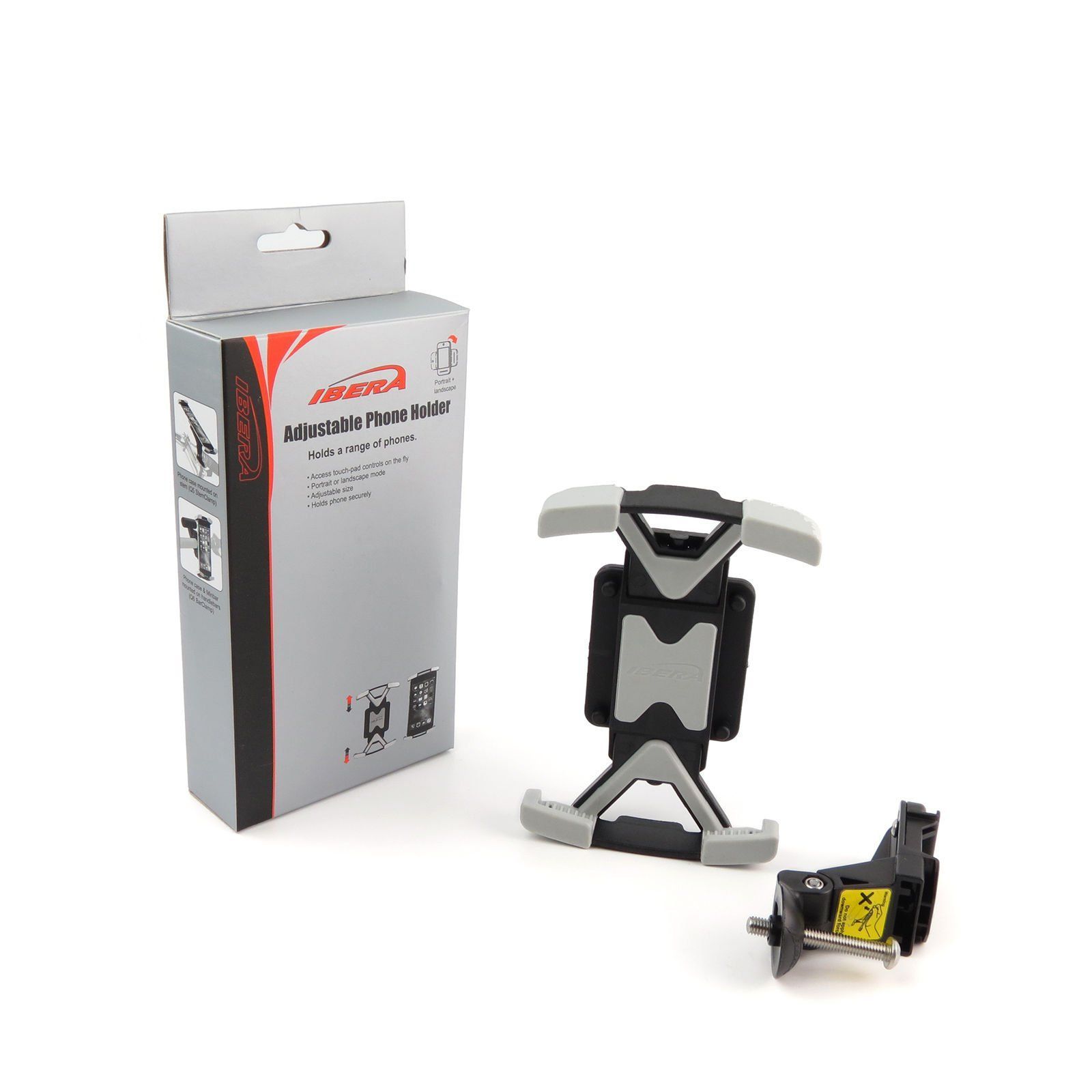 【在庫処分】mm) mm) D7 x x x x W67 最小(H129 / D9 W82 最大(H163 ステム取付用クランプ付 IB-PB26Q5 Holder] Phone アジャスタブル・フォンホルダー[Adjustable イベラ(Ibera)