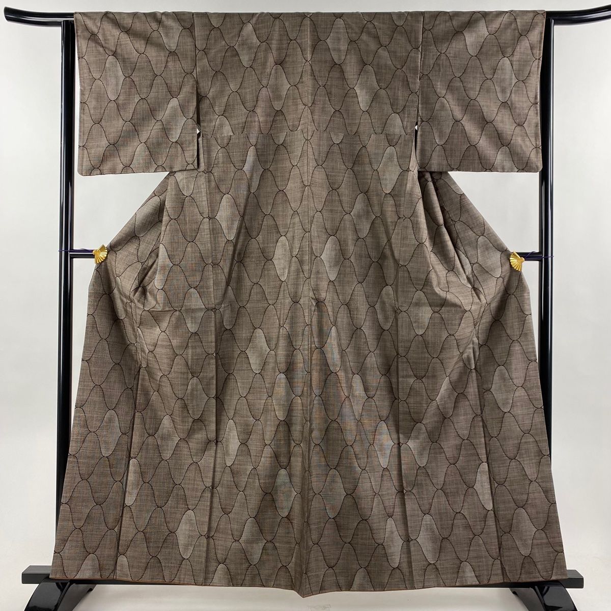 平和屋本店□極上 能州紬 絲藝苑 上島洋山 間道 深紫色地 逸品