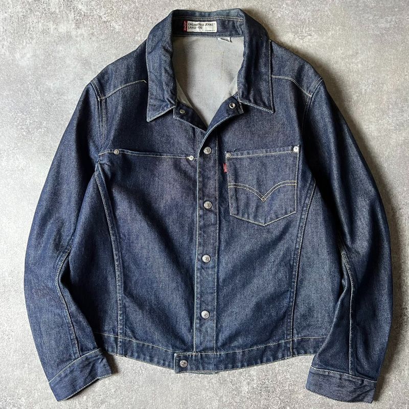 濃紺 00s~ Levis ENGINEERED JEANS 立体裁断 デニム ジャケット L / 00 