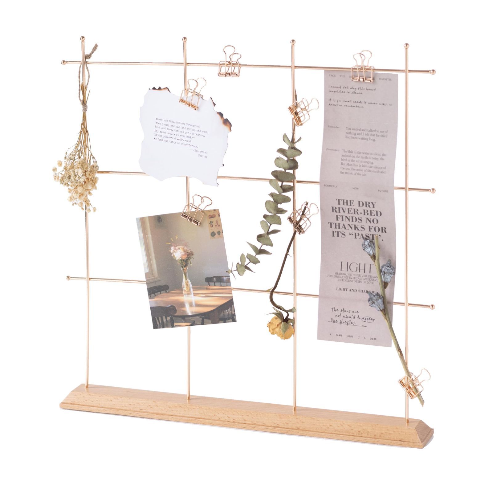 シャンパンゴールド クリップ10個付き 結婚式 北欧風インテリア 36x36cm 写真立て メモボード 自立式ワイヤーボード ウェルカムスペース