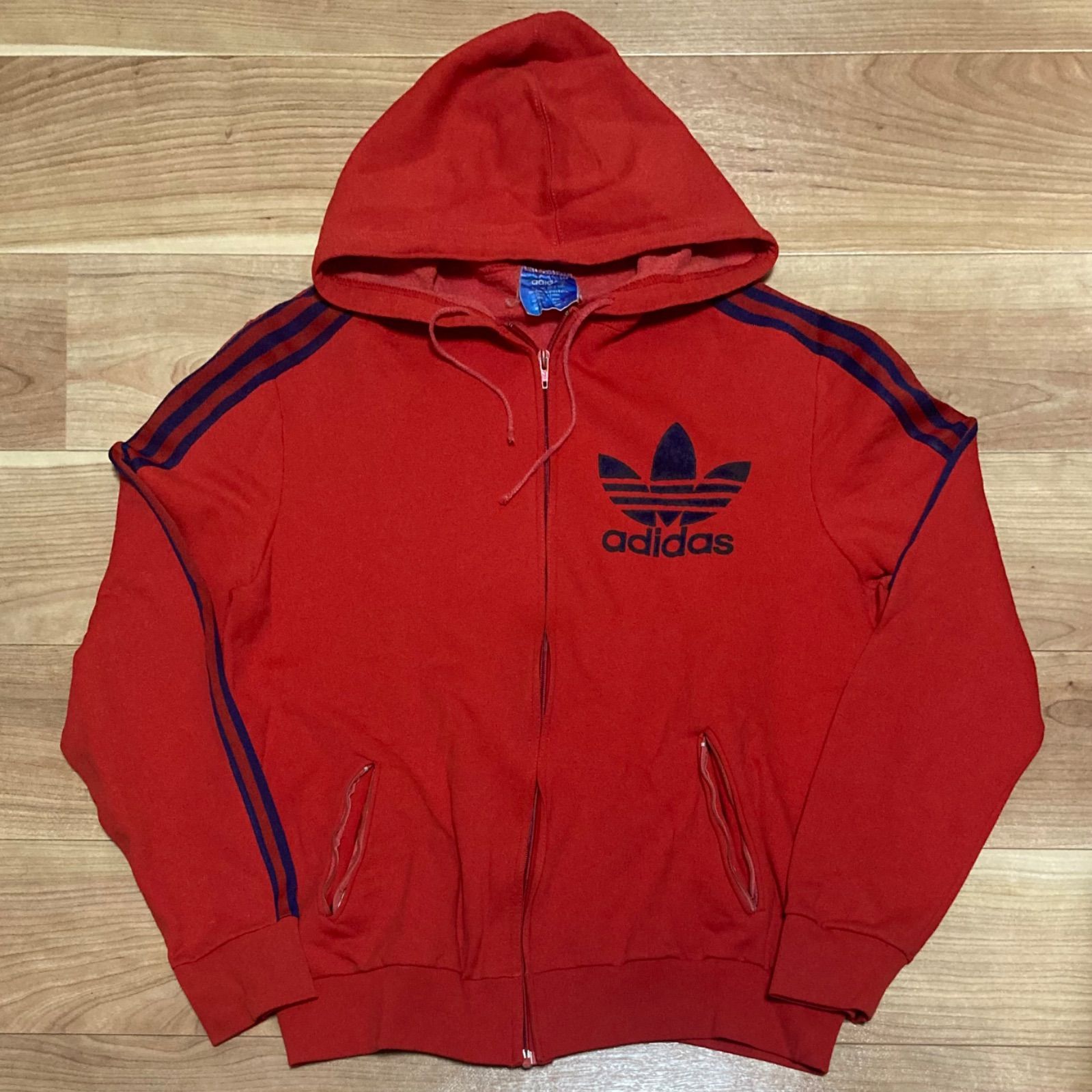 古着 Vintage adidas ジップアップパーカー フーディー デカロゴ big logo 70's 80's Ventex made in FRANCE フランス製 ventex トラックジャケット ジャージ ヴィンテージ ビンテージ アディダス