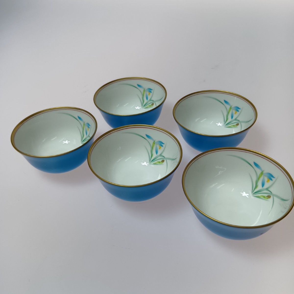【新品未使用】有田焼香蘭社　湯呑み茶托五客セット 香蘭社茶器湯呑み茶碗5客セット