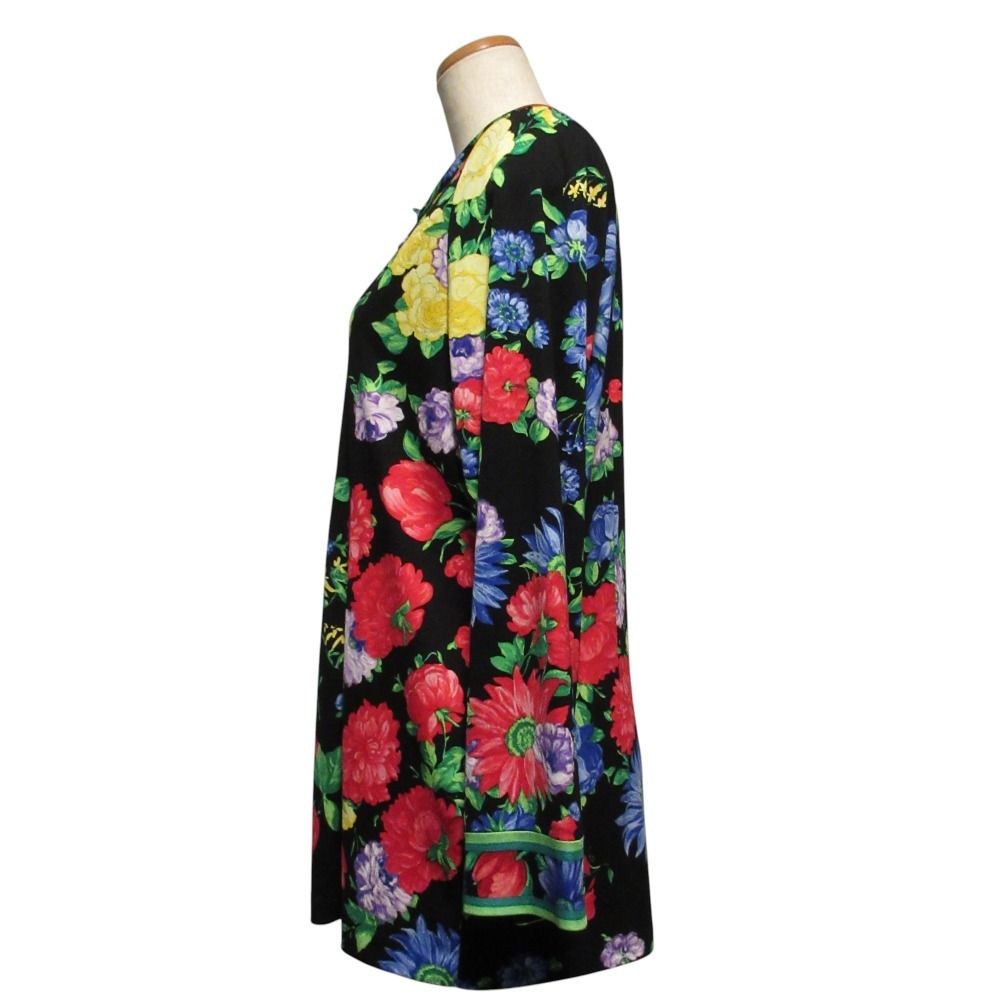 美品 LEONARD FASSHON レオナール 花柄 カンカン素材 長袖シャツ