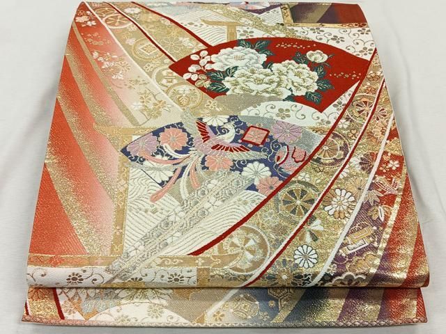 平和屋着物●六通柄　本袋帯　桃山華宵文　金糸　正絹　逸品　CAAR7942hy 平和屋着物○六通柄 本袋帯 桃山華宵文 金糸 正絹 逸品 CAAR7942hy