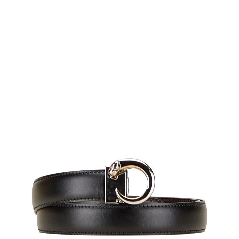 【美品】カルティエ パンテール リバーシブル 細ベルト シルバー 黒 茶 5 Cartier カルティエ パンテール リバーシブル ベルト シルバー 黒茶