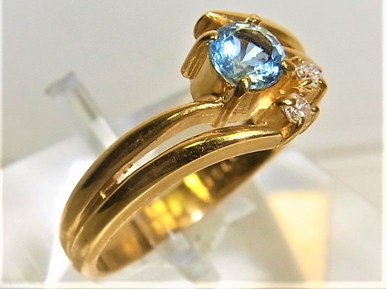 K18 18金 リング 指輪 ブルートパーズ ダイヤ 0.048ct - メルカリ