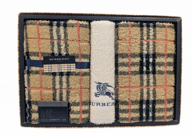 ♥ バーバリー ロンドン BURBERRY LONDON タオルセット 3枚 ウォッシュタオル フェイスタオル コットン 綿 100％ 日本製 ベージュ チェック 3枚セット ♥品 ブランド雑貨