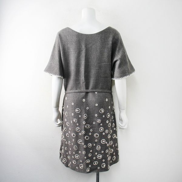 mina perhonen ミナペルホネン snowberry 刺繍 ワンピース /グレー系 