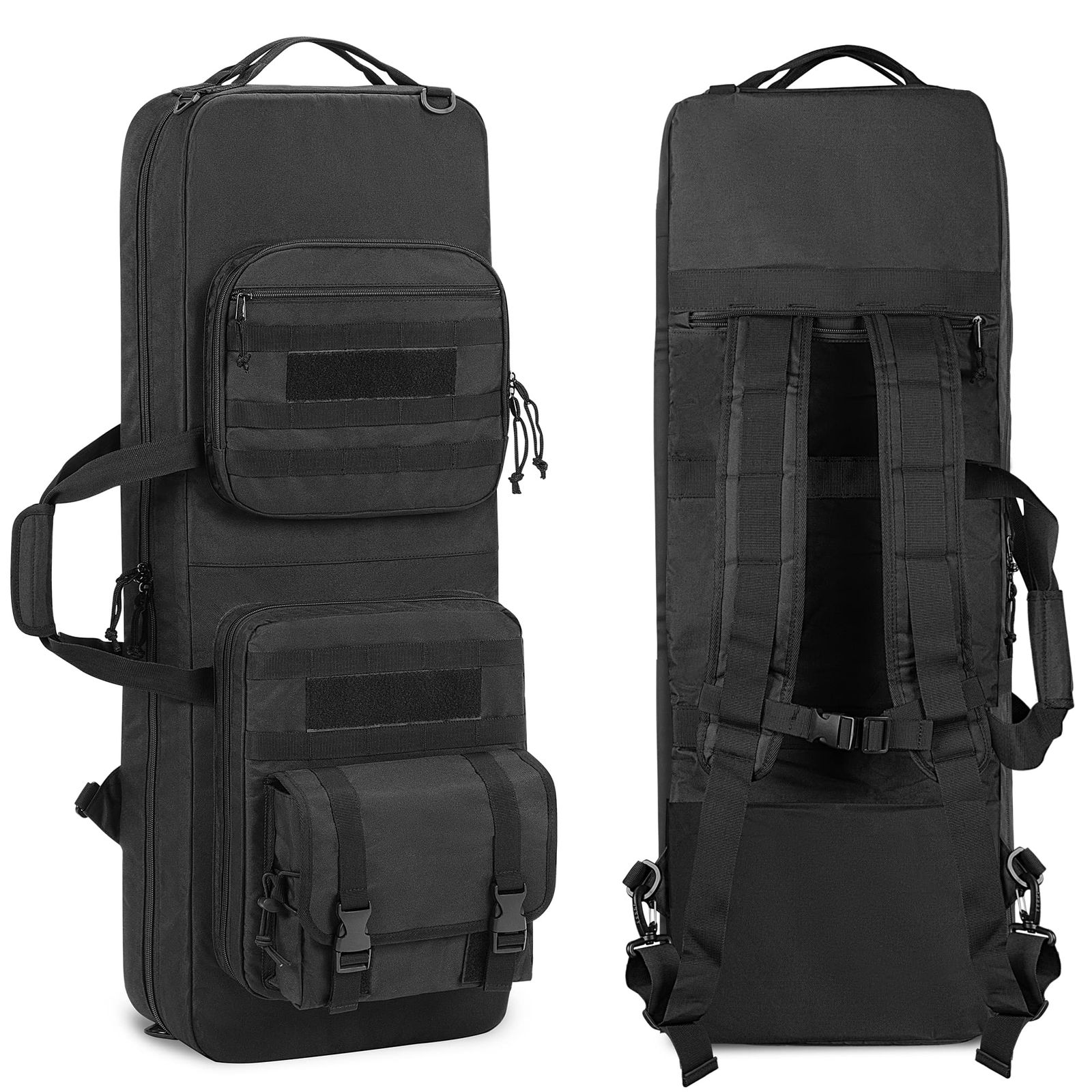 DSLEAF ガンケース リュック 2丁収納 36インチ|90cm対応 ライフルバッグ ダブルロック なジッパー付き ダブルライフルケース ガンバッグ 大容量