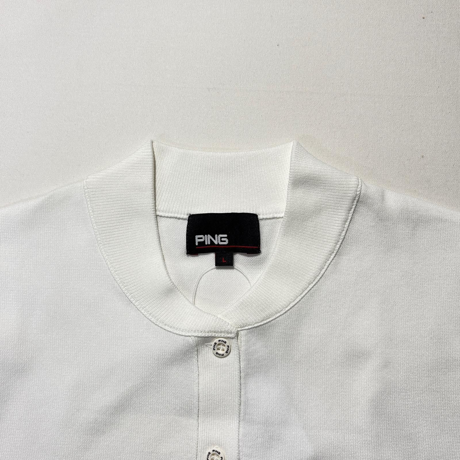 中古 レディース ピン PING 半袖シャツ L 白 ホワイト ニット