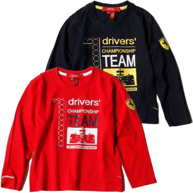 フェラーリ ロングスリーブ キッズ ONE DRIVER ロングスリーブ Tシャツ モータースポーツ ウェア Ferrari