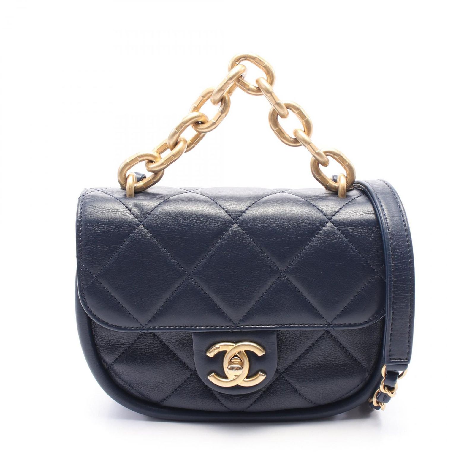 シャネル CHANEL ショルダーバッグ マトラッセ AS2721 ネイビー レザー 