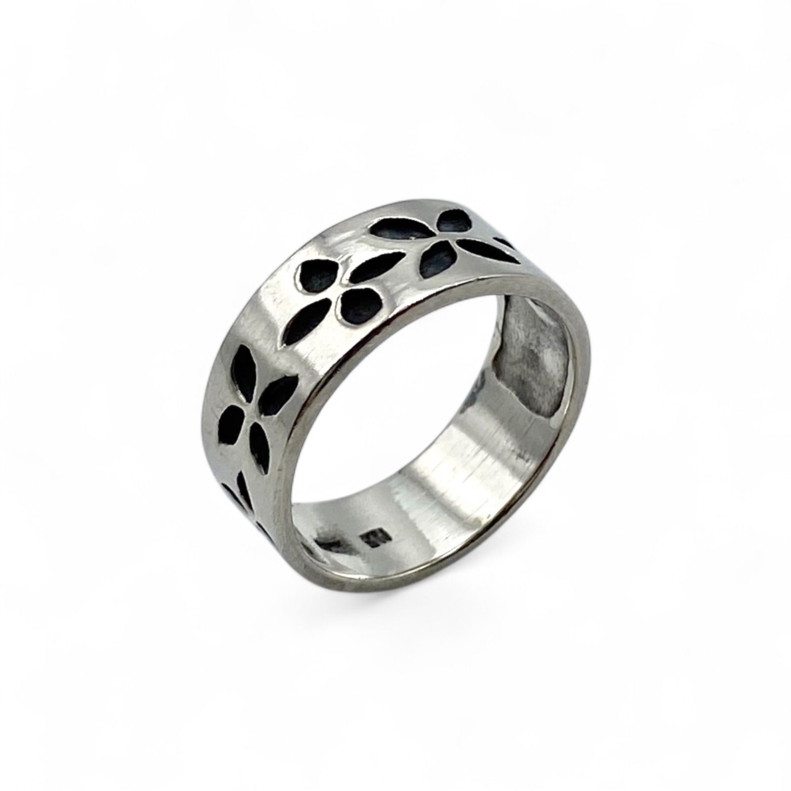 フラワーモチーフ】 スタンプワーク Silver 925 刻印 90s Vintage Ring 