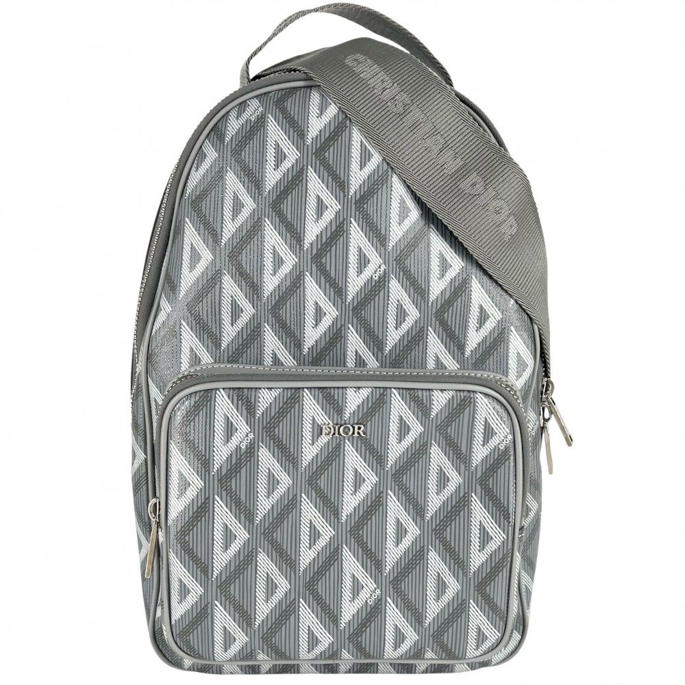 ディオール ボディバッグ メンズ RIDER CDダイヤモンド ミニスリングバッグ ライダー 斜め掛け Dior 1ESBO038CDP PVCコーティングキャンバス レザー グレー シルバー金具 品