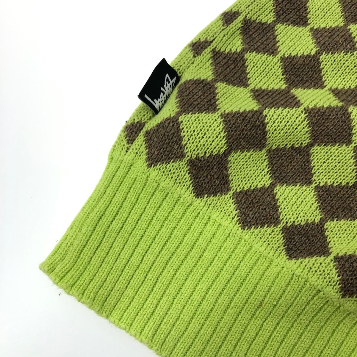 STUSSY ステューシー ダイヤパターン ノースリーブ ニット サイズ:XS 