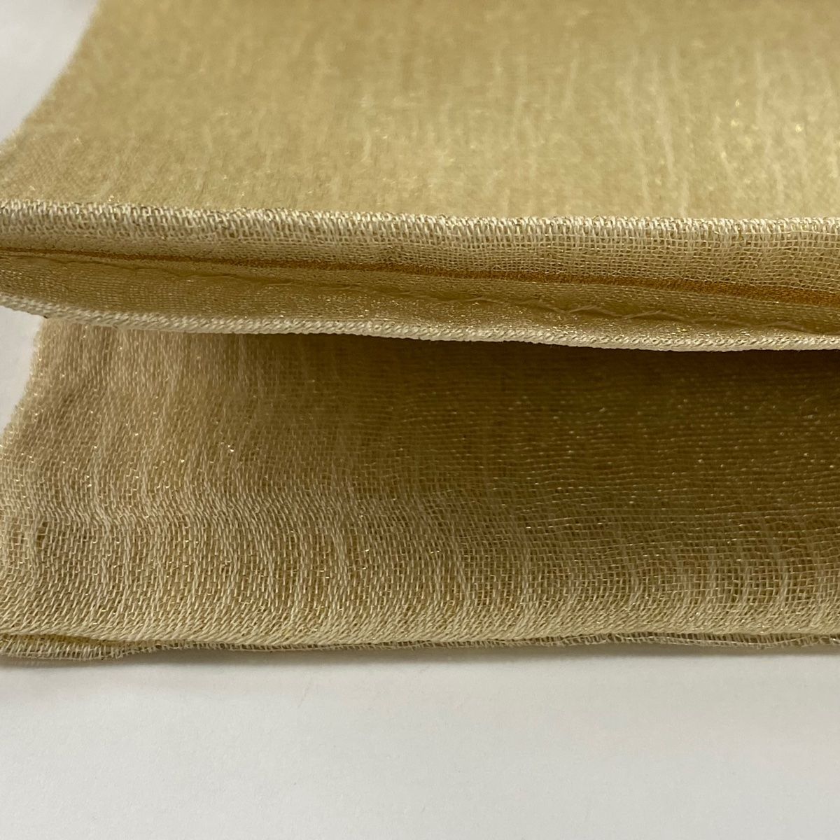 袋帯 逸品 夏帯 桧扇 松 金糸 綴れ 金色 お太鼓柄 正絹 【中古